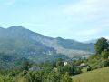 Veduta panoramica paese di Corniglio e sopra la frana storica